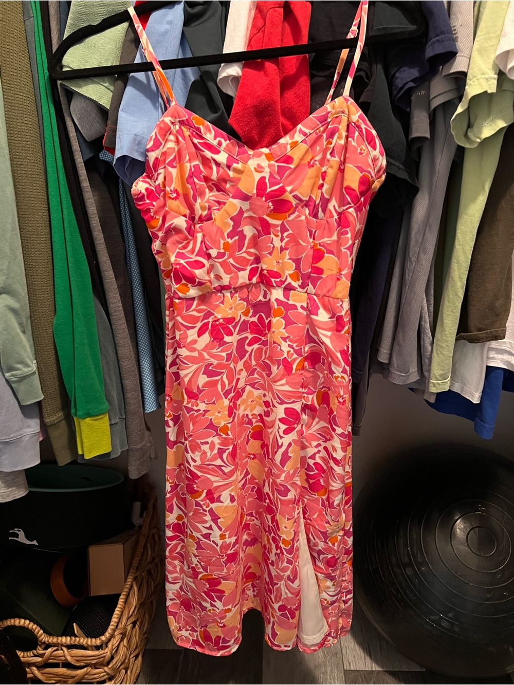 Jessica Simpson Pink & Orange Floral Midi Sundress